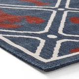 Outdoor Trellis Area Rug, Navy and Red - NH385803