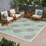 Outdoor Medallion Area Rug, Ivory and Multi - NH585803