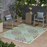 Outdoor Medallion Area Rug, Ivory and Multi - NH585803