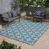 Outdoor Trellis Area Rug, Navy and Blue - NH095803