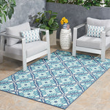 Outdoor Trellis Area Rug, Navy and Blue - NH095803