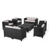 Outdoor Faux Wicker 8 Seater Chat Set with Cushions - NH118213