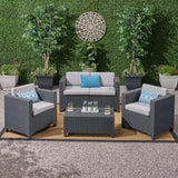 Outdoor All Weather Faux Wicker 4 Seater Chat Set with Cushions - NH320903