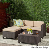 Outdoor Faux Wicker Print 3 Seater Sectional Set with Ottoman - NH951113