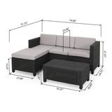 Outdoor Faux Wicker Print 3 Seater Sectional Set with Ottoman - NH951113