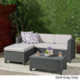 Outdoor Faux Wicker Print 3 Seater Sectional Set with Ottoman - NH951113