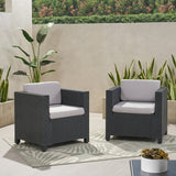 Outdoor Wicker Print Club Chair with Cushions (Set of 2) - NH751113