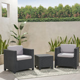 Outdoor Wicker Print 2 Seater Chat Set with Side Table - NH361113