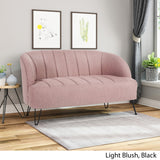 Modern Fabric Settee with Hairpin Legs - NH115903