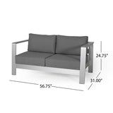 Outdoor Aluminum Club Chair and Coffee Table Set with Cushions - NH779803