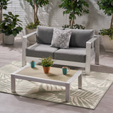 Outdoor Aluminum Club Chair and Coffee Table Set with Cushions - NH779803