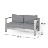 Outdoor Aluminum Club Chair and Coffee Table Set with Cushions - NH779803