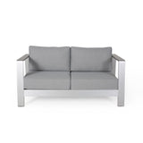 Outdoor Aluminum Club Chair and Coffee Table Set with Cushions - NH779803