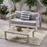 Outdoor Aluminum Club Chair and Coffee Table Set with Cushions - NH779803