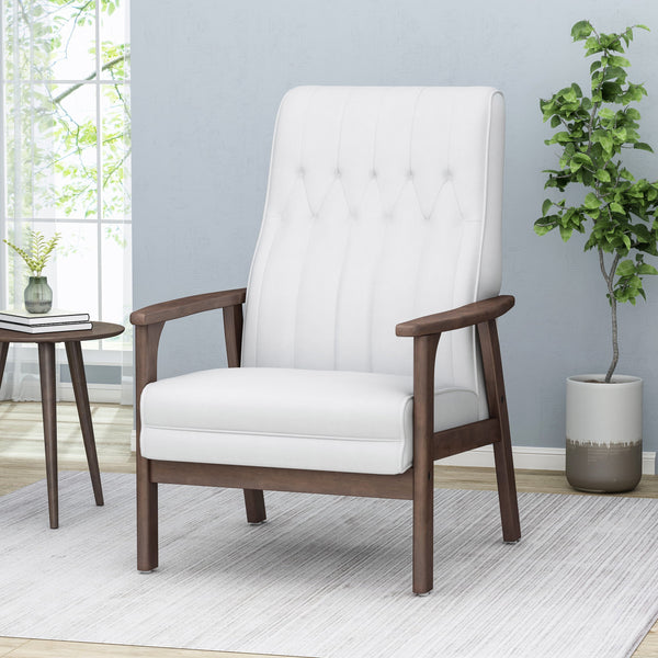 Mid-Century Faux Leather Modern Accent Chair - NH241213