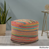 Boho Jute and Chindi Pouf - NH166013