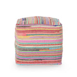 Boho Jute and Chindi Pouf - NH166013