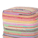 Boho Jute and Chindi Pouf - NH166013