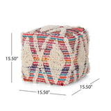 Boho Wool and Chindi Pouf - NH566013