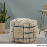 Boho Wool and Denim Pouf - NH666013