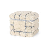 Boho Wool and Denim Pouf - NH666013