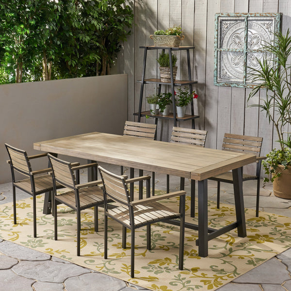 Outdoor Acacia Wood 6 Seater Dining Set - NH356903