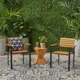 Outdoor Wood and Iron Dining Chairs (Set of 2) - NH928903