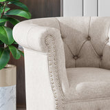 Chesterfield Style Tufted Fabric Accent Chair and Ottoman Set - NH693013