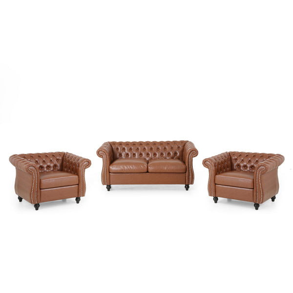 Traditional Chesterfield Loveseat and Club Chair Set - NH072313