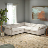 5 Seater Tufted Fabric Chesterfield Sectional - NH014013