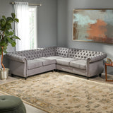 5 Seater Tufted Fabric Chesterfield Sectional - NH014013