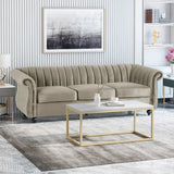 Olga Modern Glam Velvet 3 Seater Sofa, Umber and Dark Brown