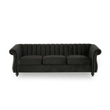 Olga Modern Glam Velvet 3 Seater Sofa, Umber and Dark Brown