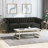 Modern Glam Velvet 3 Seater Sofa, Umber and Dark Brown - NH384013