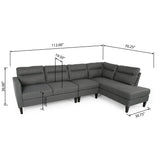 Modern Fabric Upholstered 4 Seater Sectional Sofa with Chaise Lounge - NH602113