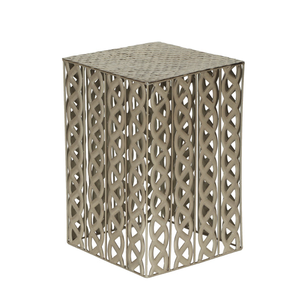 Modern Square Iron Accent Table, Nickel Antique - NH423013