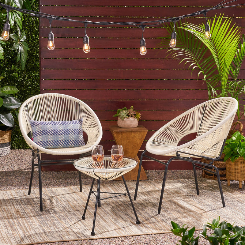 Outdoor Modern 2 Seater Faux Rattan Chat Set - NH480113