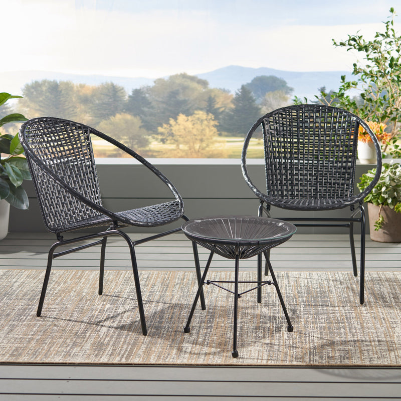 Outdoor Modern 2 Seater Faux Rattan Chat Set - NH680113