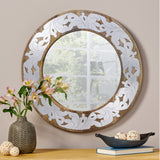 Mango Wood Aluminum Fitted Round Mirror - NH128113