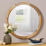 Modern Round Mirror with Mango Wood Frame - NH925113