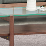 Acacia Wood Coffee Table with Tempered Glass Top - NH402113