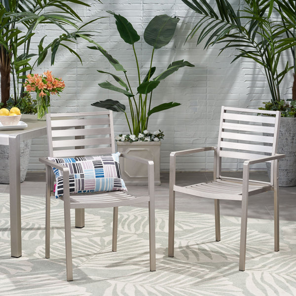 Outdoor Modern Aluminum Dining Chair (Set of 2) - NH958013