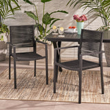 Outdoor Modern Aluminum Dining Chair with Rope Seat (Set of 2) - NH638013