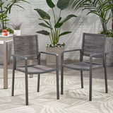 Outdoor Modern Aluminum Dining Chair with Rope Seat (Set of 2) - NH638013