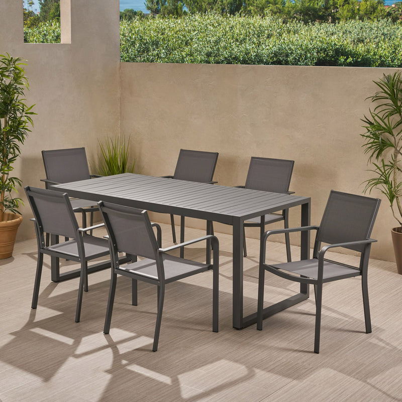 Outdoor 6 Seater Aluminum Dining Set - NH308013