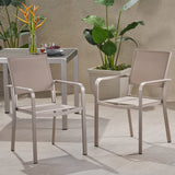 Outdoor Modern Aluminum Dining Chair with Mesh Seat (Set of 2) - NH728013