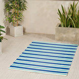 Outdoor Modern Scatter Rug, Night Blue, Turquoise, and Cream - NH410113