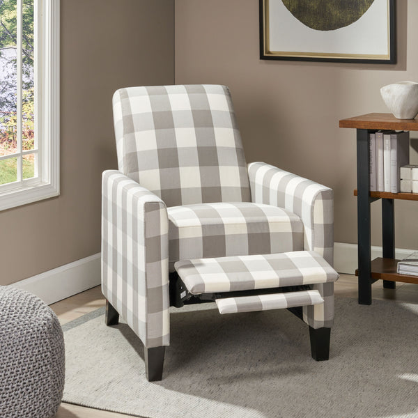 Contemporary Fabric Upholstered Push Back Recliner - NH846113