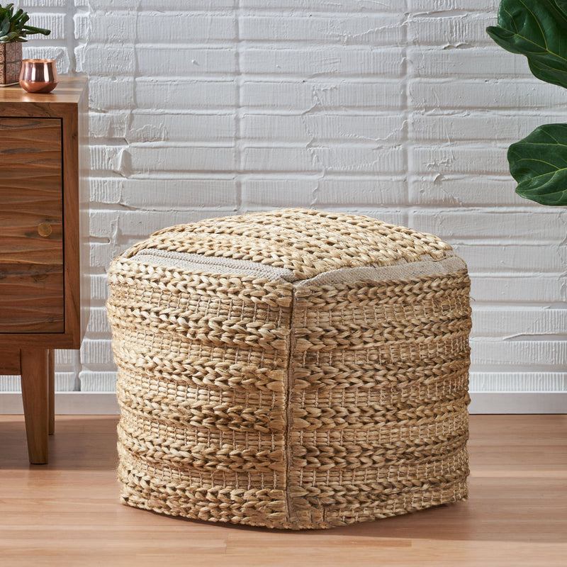 Handcrafted Boho Fabric Pouf - NH577213