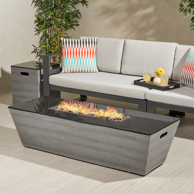 Outdoor 56-Inch Rectangular Fire Pit with Tank Holder - NH064113